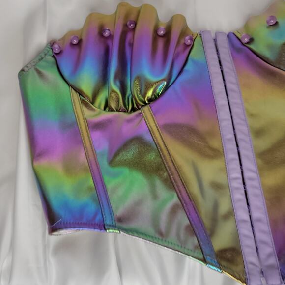 Cider Mermaid Costume Corset Top, XL 10, Iridescent Halloween Cosplay Festival - Picture 1 of 11